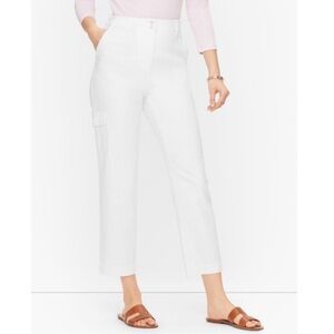 Talbots Linen Cotton Linen Blend White Supersoft Cargo Pant Crop Chino Size 10